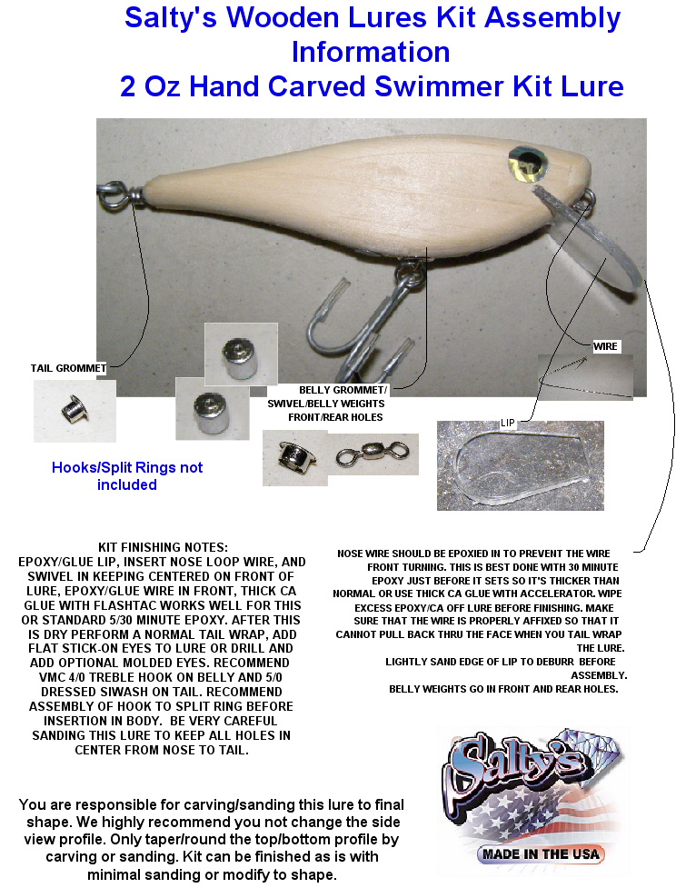 2 Oz handcarved plug making kits from Salty's Wooden Lures